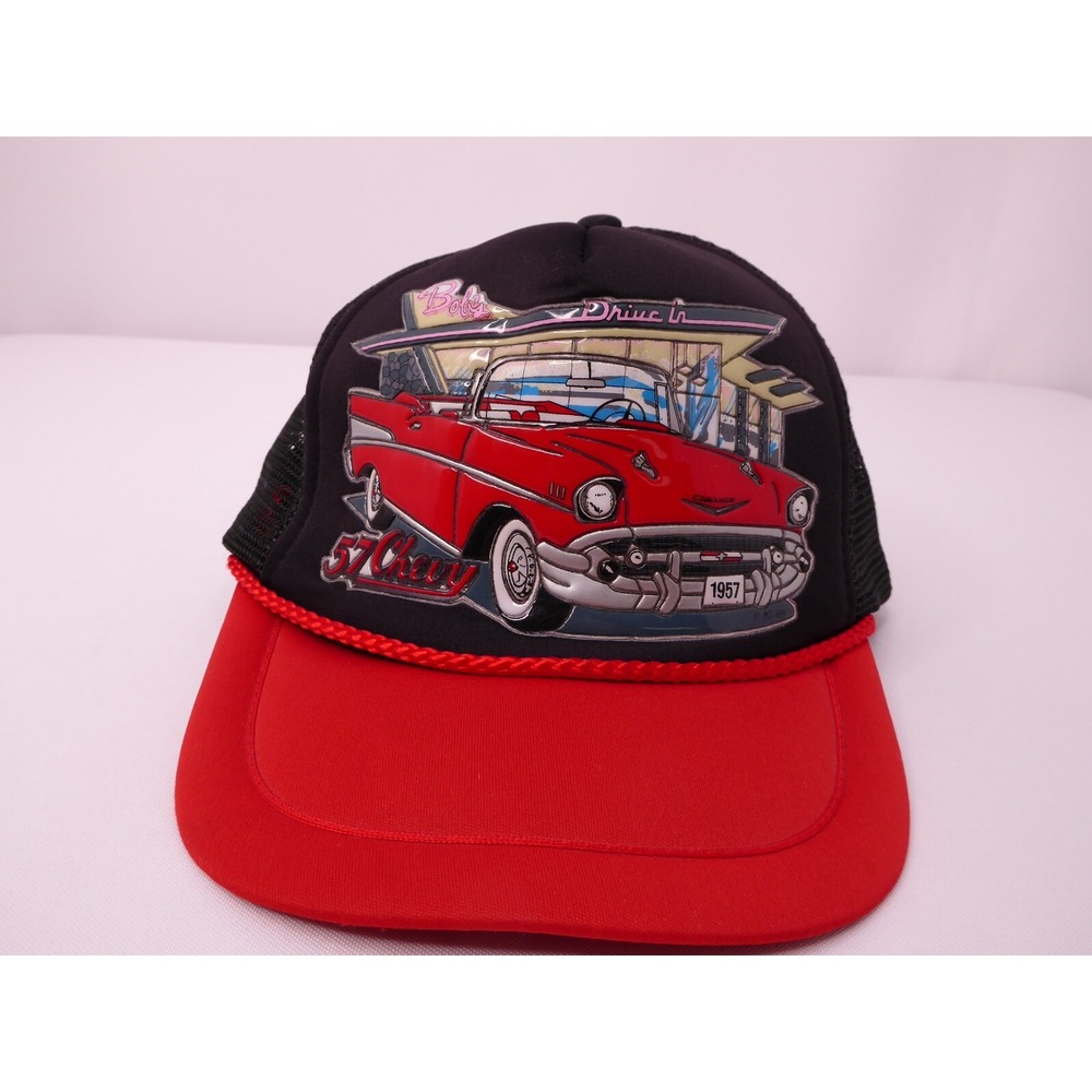 Bob's Drive In '57 Chevy Raised Trucker Snapback Baseball Hat Cap‎